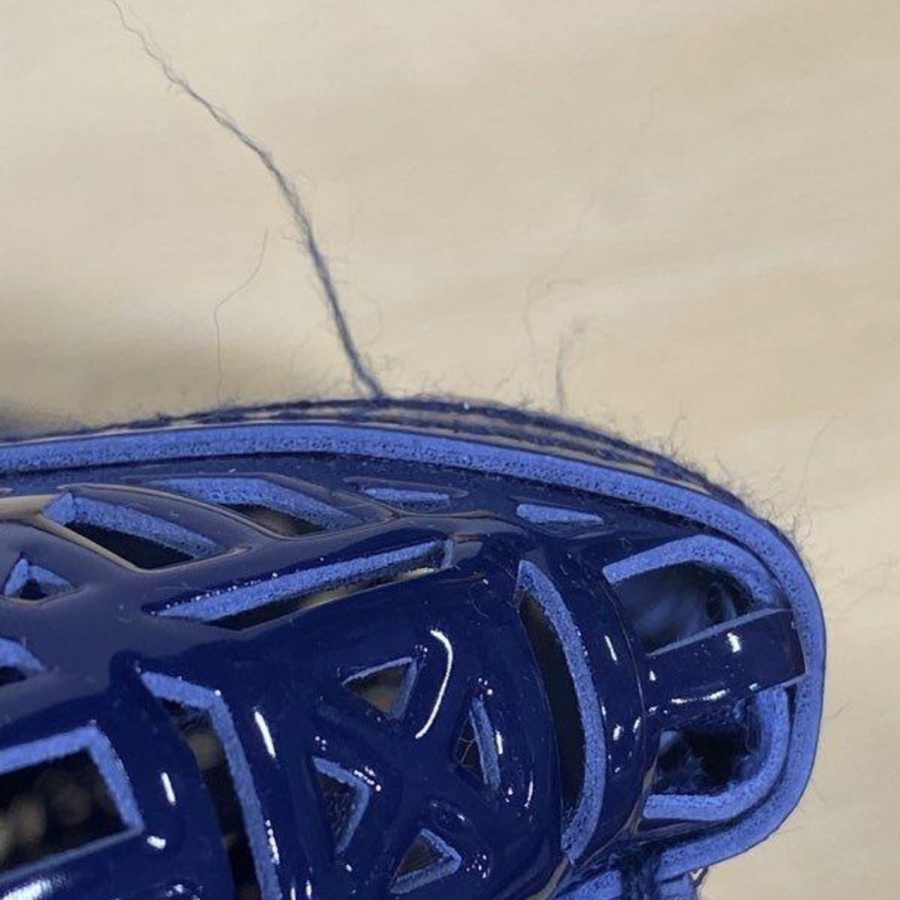 NWT Tory Burch Navy Blue Lattice Perforated PVC Tote Bag Beach Travel Handbag - Picture 6 of 8